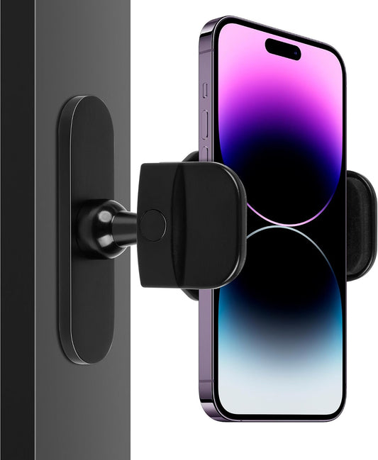 Magnetic Phone Holder for Gym, Portable Gym Magnetic Phone Holder, 360 Degree Adjustable, Compatible with 4.7-6.5’’ Smartphones (Black)