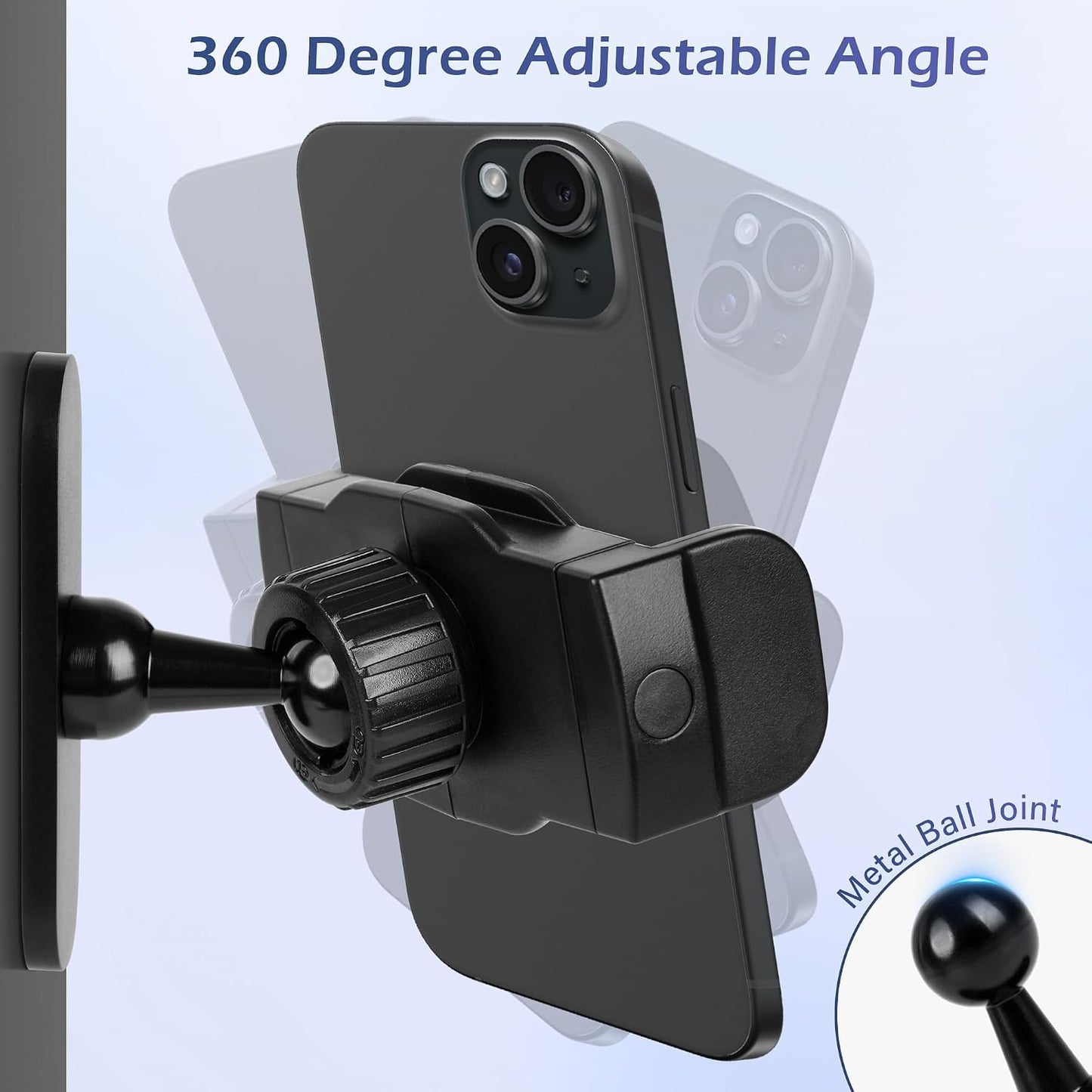 Magnetic Phone Holder for Gym, Portable Gym Magnetic Phone Holder, 360 Degree Adjustable, Compatible with 4.7-6.5’’ Smartphones (Black)