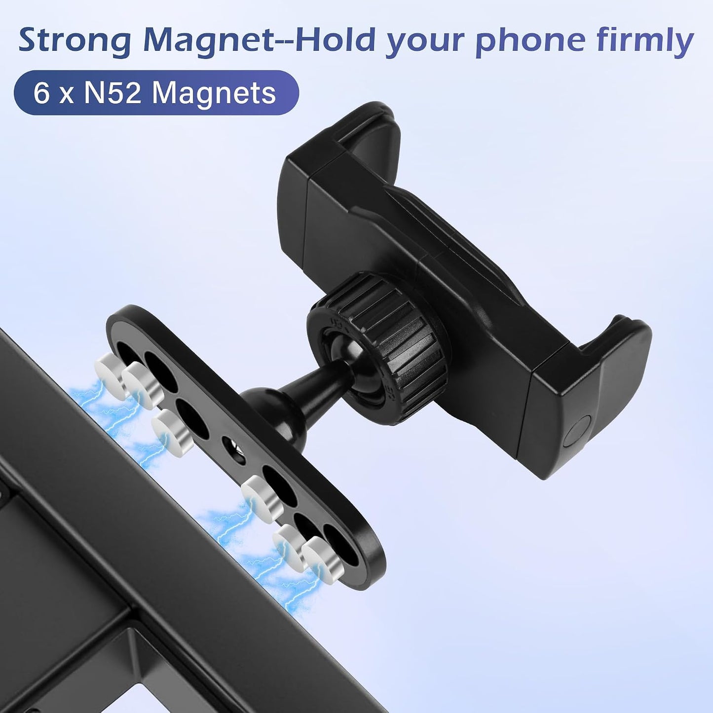 Magnetic Phone Holder for Gym, Portable Gym Magnetic Phone Holder, 360 Degree Adjustable, Compatible with 4.7-6.5’’ Smartphones (Black)