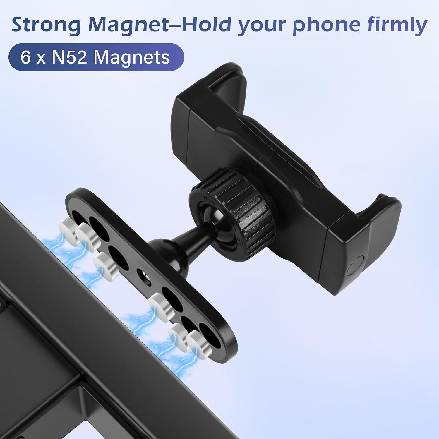 Magnetic Phone Holder for Gym, Portable Gym Magnetic Phone Holder, 360 Degree Adjustable, Compatible with 4.7-6.5’’ Smartphones (Black)