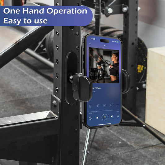 Magnetic Phone Holder for Gym, Portable Gym Magnetic Phone Holder, 360 Degree Adjustable, Compatible with 4.7-6.5’’ Smartphones (Black)